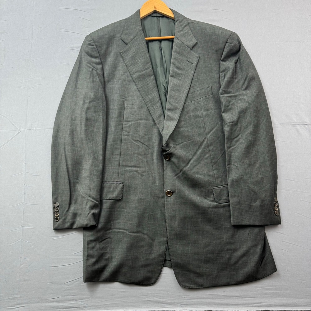Hickey Freeman Collection Boardroom‎ Blazer Mens 46L Gray Wool Glen Check Jacket